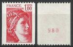 France Sabine 1977; Y&T n 1981 **; 1,00F rouge, roulette n 980 au verso