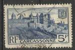 France 1938; Y&T n 392; 5F les remparts de Carcassonne