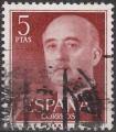 Espagne - 1955/58 - Yt n 867 - Ob - Gnral Franco 5 ptas brun rouge
