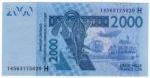 **   NIGER    (BCEAO)     2000  francs   2014   p-616n H    UNC   **