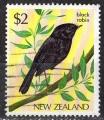 Nouvelle-Zlande 1985; Y&T n 896. 2$, oiseau, Miro des Chatham (black robin)