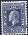 Norvge 1970 Oblitr rond Used King Olav V Roi 5 kr bleu violet SU