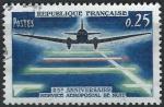 FRANCE - 1964 - Yt n 1418 - Ob - 25 ans service aropostal de nuit ; avion Doug