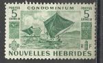 Nouvelles Hbrides 1953; Y&T n 144; 5c vert, pirogues  voiles