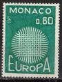 Monaco 1969; Y&T n 791 *; 1,00F, Europa, jaune brun, brun & turquoise