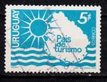 AM34 - 1970 - Yvert n 787A - Carte de l'Uruguay, le soleil et les vagues