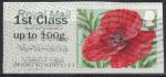 Royaume Uni 2014 vignette oblitre fragment Fleurs Common Poppy Coquelicot SU