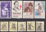 USA Petit lot de 9 timbres oblitrs de 1980 (avec 1 srie complte)