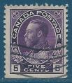 Canada N113 George V 5c violet oblitr (non dentel en bas)