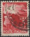 Italie - 1945/48 - Yt n 491 - Ob - Srie courante ; flambeau 3 lires rose rouge