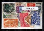 Afrique Equatoriale Franaise lot de 50 timbres diffrents oblitrs et neufs