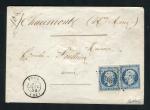 Rare lettre en double port de Toul pour Chaumont ( 1854 ) avec deux n° 10