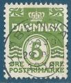 Danemark N210 5o vert-jaune oblitr