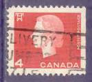 Canada N331 Elizabeth II 4c rouge oblitr (non dentel  droite)