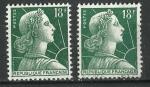 France Muller 1955; Y&T n 1111A & Aa; 18F vert fonc, Marianne, type I & II
