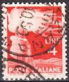 Italie - 1945/48 - Yt n 492 - Ob - Srie courante ; flambeau 4 lires rouge oran
