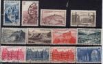 lot de 12 timbres oblitrs des annes 1940-49