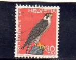 Timbre oblitr de Suisse n 893 Faucon Plerin Oiseau SU8647