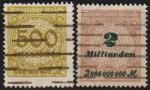 1923: Allem.Empire Y&T No. 305+321 obl. / Dt.Reich Mi.Nr. 324+326 gest. (m007)