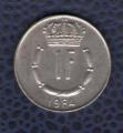 Luxembourg 1984 Pice de Monnaie Coin 1 Franc Jean Grand Duc
