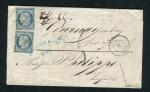Rare lettre en double port taxée de Lyon pour Gournay en Bray ( 1852 ) 