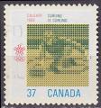 Timbre oblitr n 1036(Yvert) Canada 1988 - JO Calgary, curling