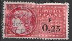 France Fiscaux 1960  62, Y&T n 328, 0,25NF, rose, rose-carmin, noir, 2e choix