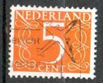 Pays-Bas Yvert N611 Oblitr 1953 Chiffre 5c orange