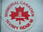 MEMORIAL CANADIEN 14 VIMY RIDGE 18  arme Militaria AUTOCOLLANT 
