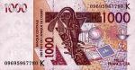 Afrique De l'Ouest Sngal 2009 billet 1000 francs pick 715h neuf UNC
