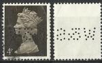 G-B 1967; Y&T n 475; 4p,  brun-noir, Elisabeth II, perfor W3xS