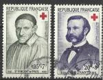 France 1958; Y&T n 1187 & 88; 15F+7 & 20F+8, paire Croix Rouge