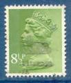 Grande-Bretagne N765 Elizabeth II 8,5p vert-jaune oblitr