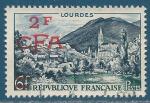 Réunion N°310 Lourdes surchargé 2F CFA oblitéré