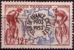 955 - Cinquentenaire du Tour de France cycliste - oblitr - anne 1953
