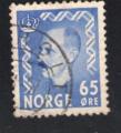 Norvge 1956 Oblitr rond Used Stamp King Roi Haakon VII bleu