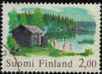 Finlande 1989 Oblitr Used Beignade Sauna Lac et Beigneurs Y&T FI 775B SU