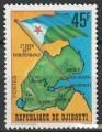 Timbre neuf * n 458(Yvert) Djibouti 1977 - Indpendance, carte de Djibouti