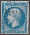 1854 14Aa oblitéré 20c bleu foncé type I Second Empire