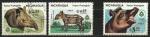 Nicaragua 1984; Y&T n 1355-56 & PA1080; 3 timbres, faune protge, le tapir