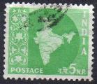 INDE: Carte de l'Inde - oblitr - annes 1958