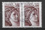 FRANCE - 1977/78 - Yt n 1979 - Ob - Sabine de Gandon 3,00 F brun ; paire