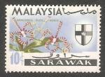 Malaysia - Sarawak - Scott 232  flower / fleur