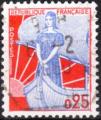 FRANCE - 1960/61 - Yt n 1234 - Ob - Marianne  la nef 0,25c bleu et rouge