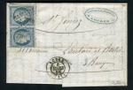 Rare lettre en double port de Rodez pour St Geniez ( Aveyron 1852 )
