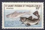 Timbre de SAINT PIERRE et MIQUELON  1957  Neuf * N 353  Y&T  Poissons