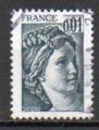 France Oblitr Yvert N1962 Sabine 0,01c Gris Fonce 1977
