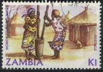 Zambie 1983 Oblitr Used Women pounding maize Femmes Battant le Mas