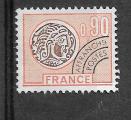 France pro N 142 monnaie gauloise 0,90 c orange et brun 1976