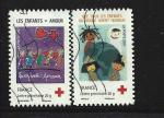 2007 FRANCE 4125-26 oblitérés, croix-rouge, dessins d'enfants